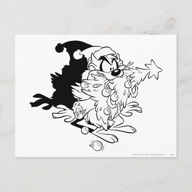 TAZ™ eating Christmas tree Holiday Postcard (Front)