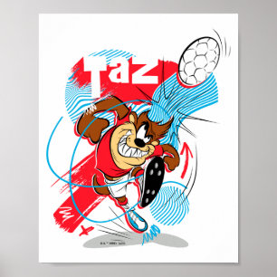 Taz Headbutting Soccer Ball T Shirt  Poster