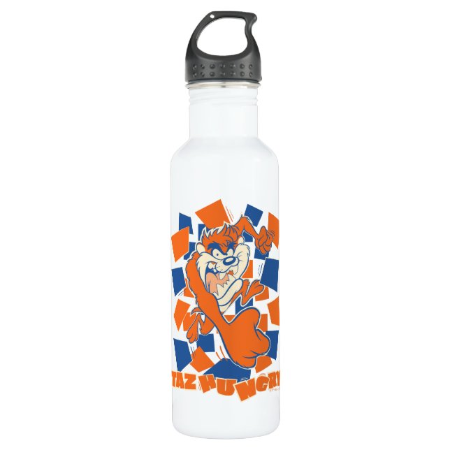 TAZ™ Hungry Smashing Through Chequered 710 Ml Water Bottle (Front)
