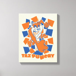 TAZ™ Hungry Smashing Through Chequered Canvas Print