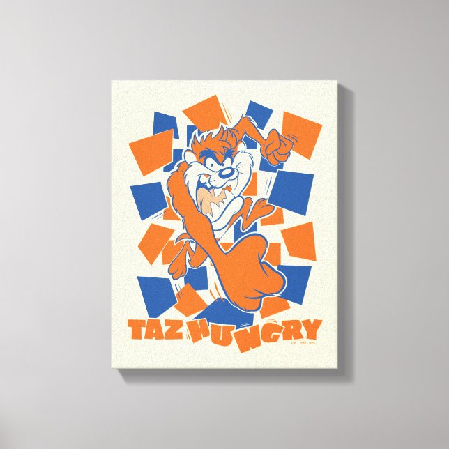 TAZ™ Hungry Smashing Through Chequered Canvas Print (Front)