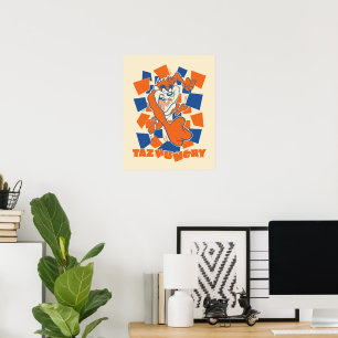TAZ™ Hungry Smashing Through Chequered Poster