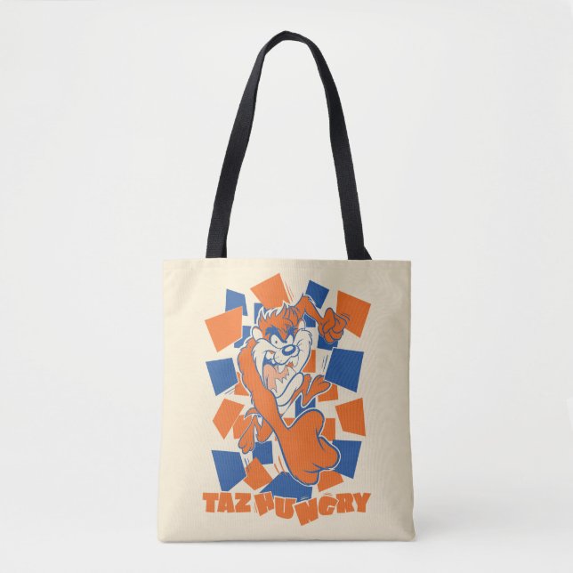 TAZ™ Hungry Smashing Through Chequered Tote Bag (Front)