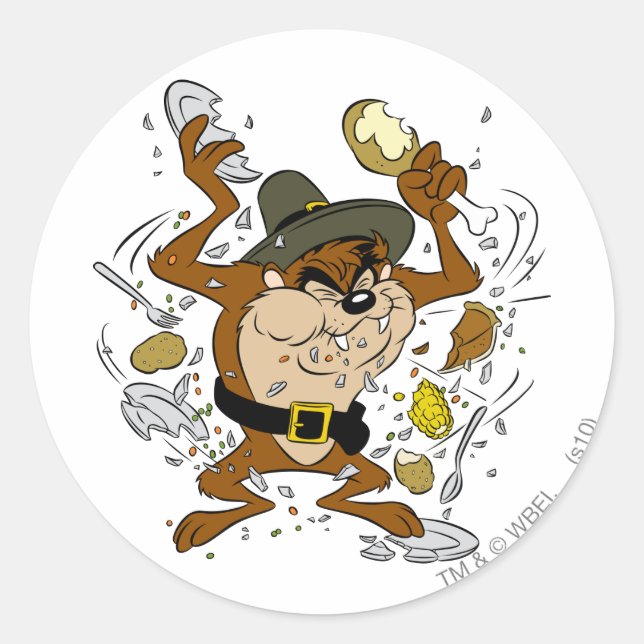 TAZ™ Plowing Down Classic Round Sticker (Front)