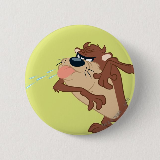 TAZ™ sticking out his tongue 2 Inch Round Button (Front)