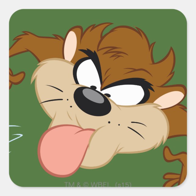 TAZ™ Tongue Out Square Sticker (Front)