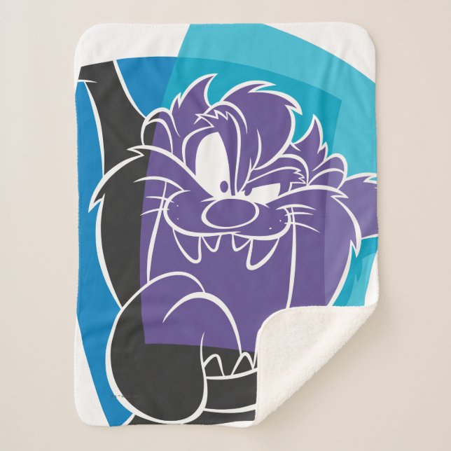 TAZ™ Tongue Out Stylized Sherpa Blanket (Front)
