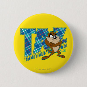 TAZ™ Tornado Terror Plaid 2 Inch Round Button