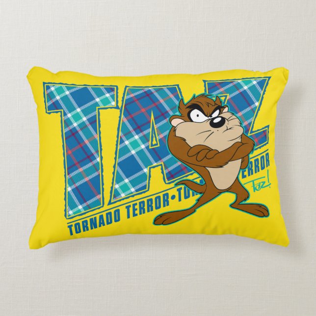 TAZ™ Tornado Terror Plaid Accent Pillow (Front)