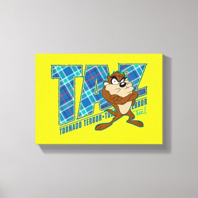 TAZ™ Tornado Terror Plaid Canvas Print (Front)