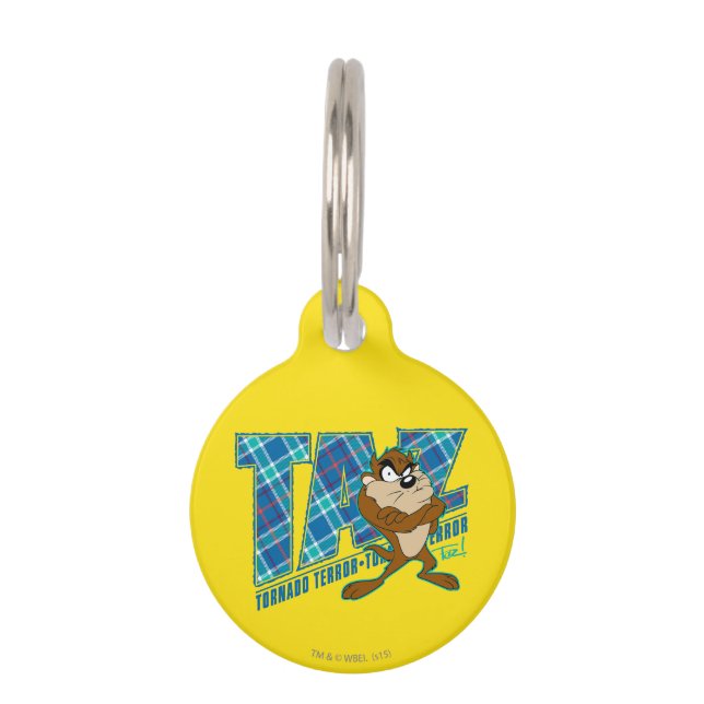 TAZ™ Tornado Terror Plaid Pet Tag (Front)