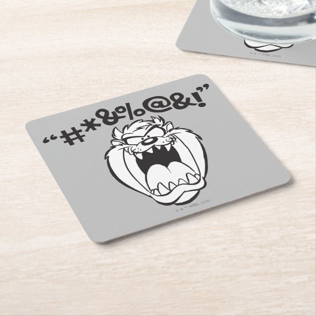 TAZ™ Yelling Expletives Square Paper Coaster (Angled)