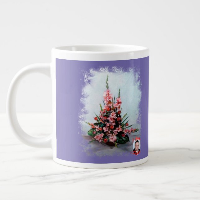 Taza De Café Gigante Bodegón de flores Large Coffee Mug (Left)