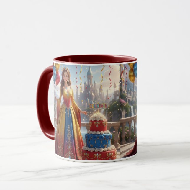 Taza de Princesa – Diseño de Cumpleaños con Pastel Mug (Front Left)