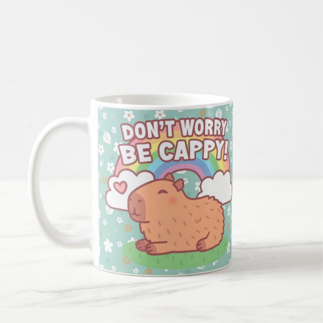Taza Don't Worry Be Cappy Capibara Carpincho Coffee Mug (Left)