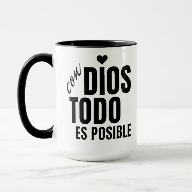 Taza mug with a religious phrase (Gauche)