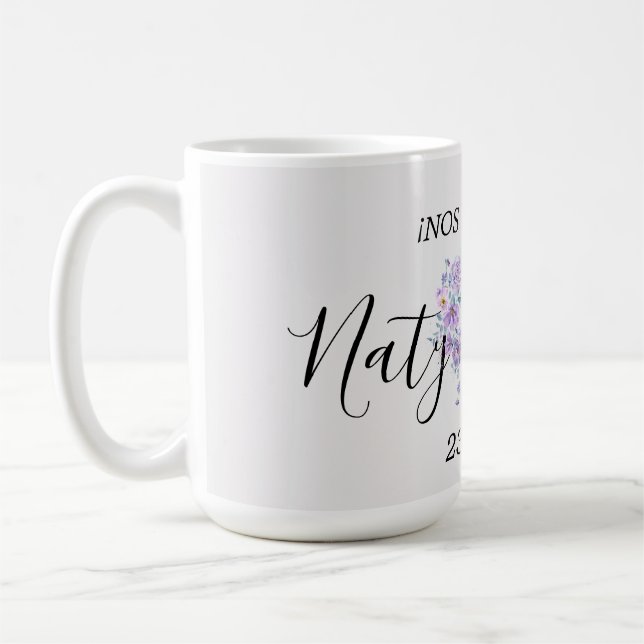 Taza Personalizada de Boda en Tonos Lilas Coffee Mug (Left)