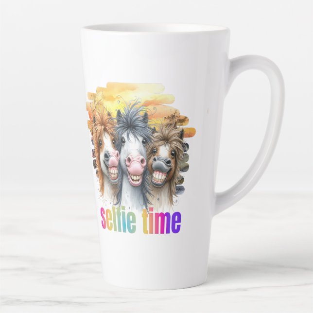 Tazas horse meme – funny horses on a selfie latte mug (Right)