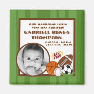 {TBA} 2"x2" All Star Green Announcement Magnet
