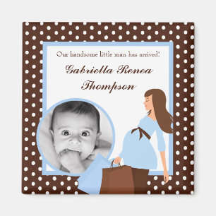 {TBA} 2"x2" Blue Mod Mom Polk  Announcement Magnet