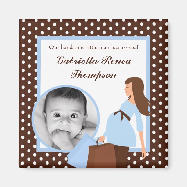{TBA} 2"x2" Blue Mod Mom Polk  Announcement Magnet (Front)
