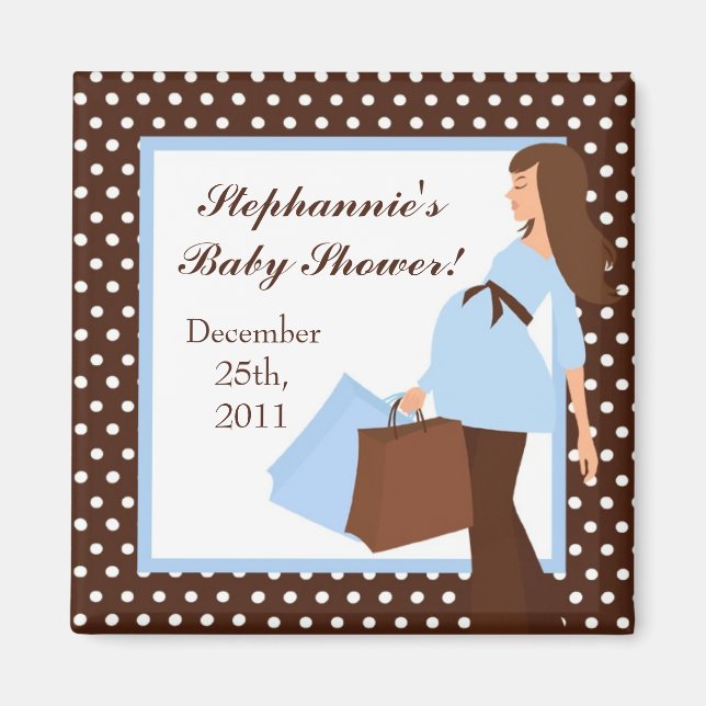 {TBA} 2"x2" Blue Mod Mom Polka Party Favour Magnet (Front)
