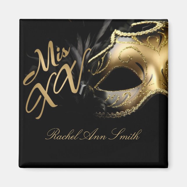 {TBA} 2"x2" Mis XV Gold Favour Magnet (Front)