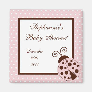 {TBA} 2"x2" Pink Ladybug Party Favour Magnet