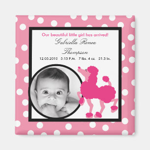 {TBA} 2"x2"Pink Poodle Paris Magnet Faire-part