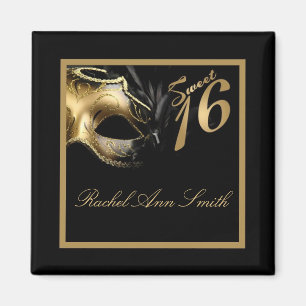 {TBA} 2"x2" Sweet 16 Gold Favour Magnet