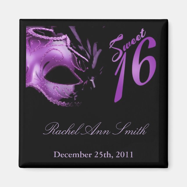{TBA} 2"x2" Sweet 16 Purple Lilac Favour Magnet (Front)