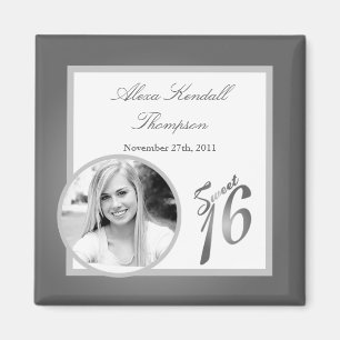 {TBA} 2"x2" Sweet 16 Silver Announcement Magnet