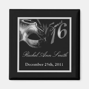 {TBA} 2"x2" Sweet 16 Silver Favour Magnet