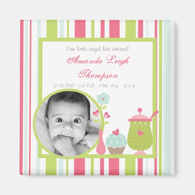 {TBA} 2"x2" Tea Party Pink Announcement Magnet (Front)