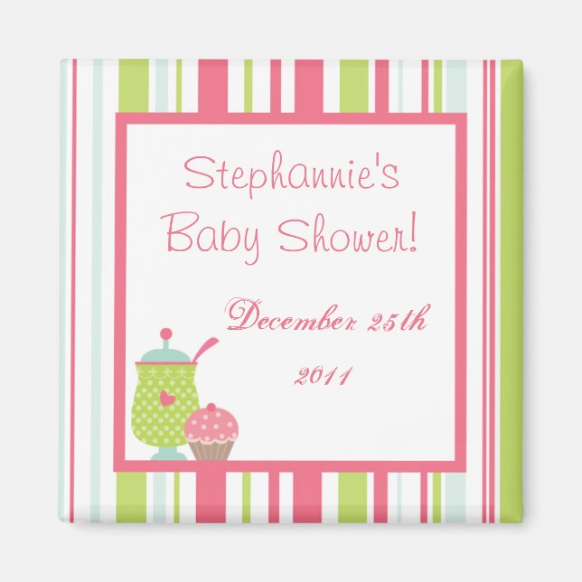 {TBA} 2"x2" Tea Party Pink Pastel Favour Magnet (Front)
