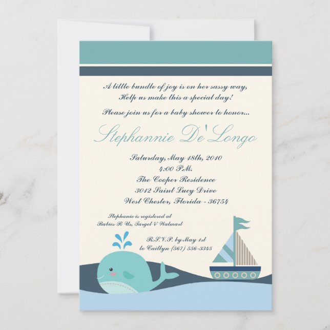 {TBA} 5x7 Nautical Boat Baby Shower Invitation (Front)