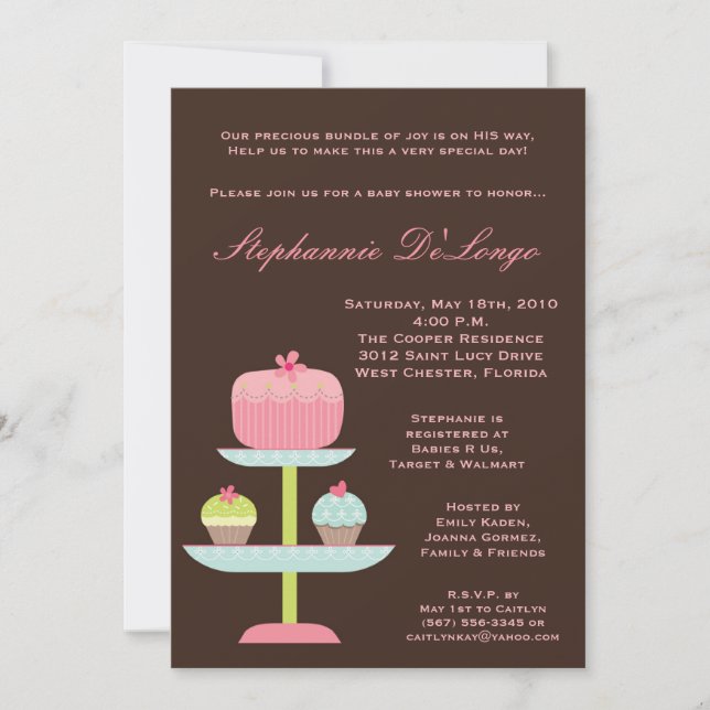 {TBA} 5x7 Sweet Traitements Baby shower Invitation (Devant)