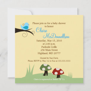 {TBA} Birdie Woodland 5x5 Baby Shower Invitation