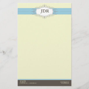 {TBA} Chic Deco Baby Blue Customized Stationery