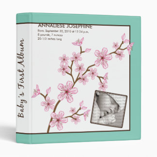 {TBA} Custom Baby Album: Aqua Cherry Blossom Binder
