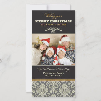 {TBA} Damask Pattern Family Holiday Photocard Card