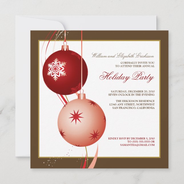 {TBA} Festive Holiday Party Invite (brown) (Front)