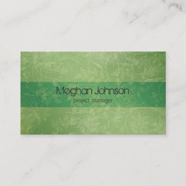 {TBA} Grunge Floral Green Trendy Carte de visite (Devant)