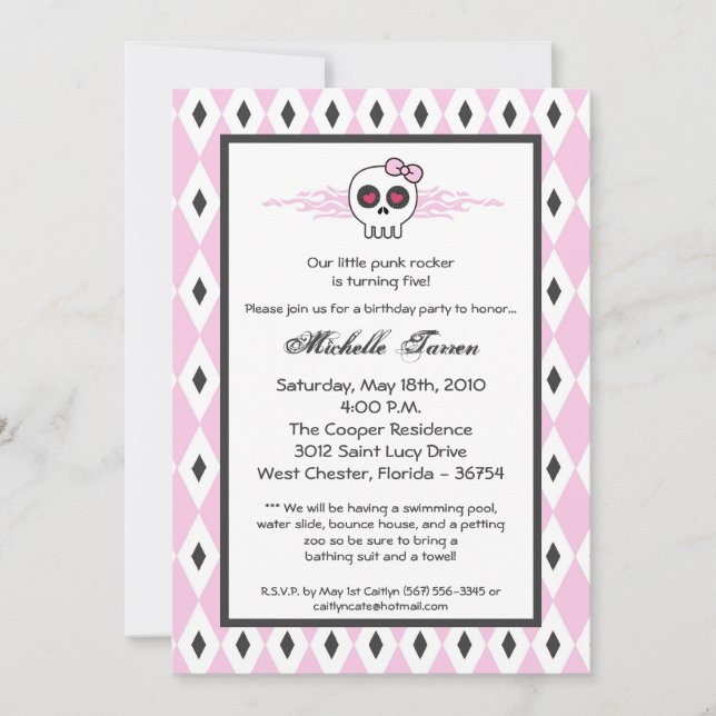 {Tba} invitation punk de fête d'anniversaire de (Devant)