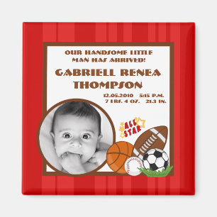 {TBA} Magnet de Faire-part rouge étoilé de 2 po x 