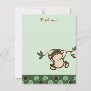{TBA} MONKEY PLAY Monkeys Flat Thank you note Card