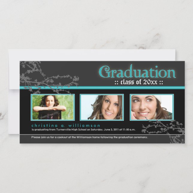 {TBA} Mystic Goth Graduation Faire-part (aqua) (Devant)