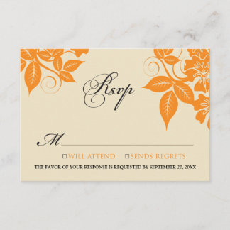 {TBA} Orange/Black Modern Floral RSVP Card
