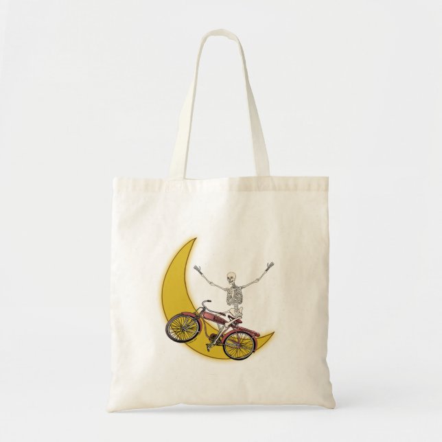 TBA Skeleton Riding Bike Tote Bag (Front)