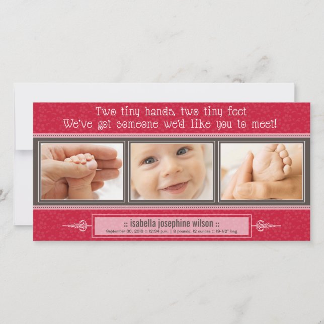 {TBA} Tiny Hands, Tiny Feet Birth Announcement (Front)